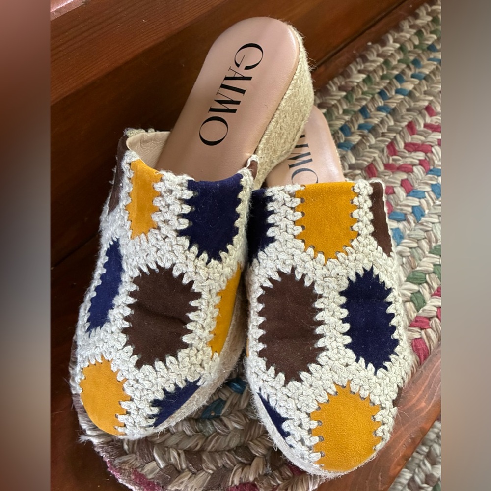 Gaimo Patchwork Suede Espadrille Clogs Women’s size EU37 US6.5 Made in Spain - Picture 13 of 16